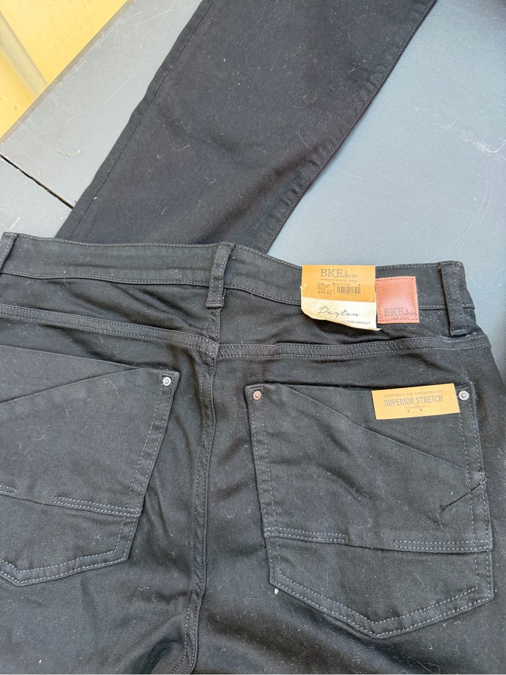 BKE Black Women's bootcut Jeans with Leather Brand Patch